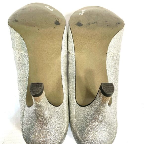 SILVER PEEP TOE 3” KITTEN HEEL DANCE FLEX S-8.5W - Picture 5 of 5